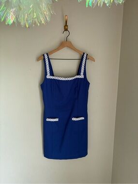 TCEC‎ Royal Blue 60s Inspired Square Neck Mini Dress